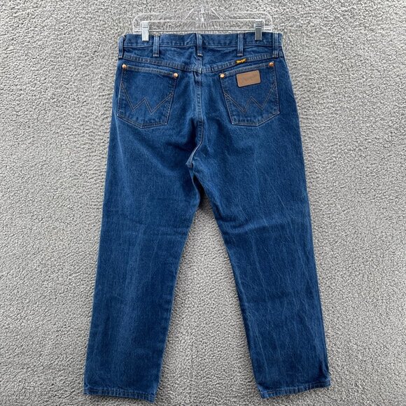 Wrangler Cowboy Cut Jeans Mens 36 X 29 Straight Leg 13MWZ Blue Denim US Fabric - Picture 2 of 7